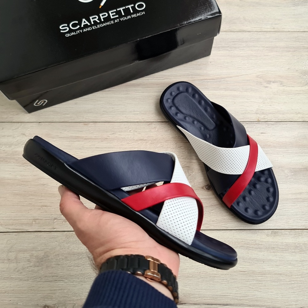 Premium Men's Sandal in Navy/White | Non Slippery